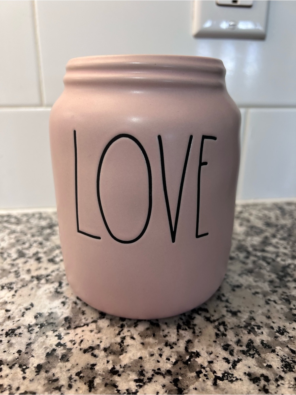 💐 Rae Dunn Pink Matte Ceramic Canister with Black Lettering 💐